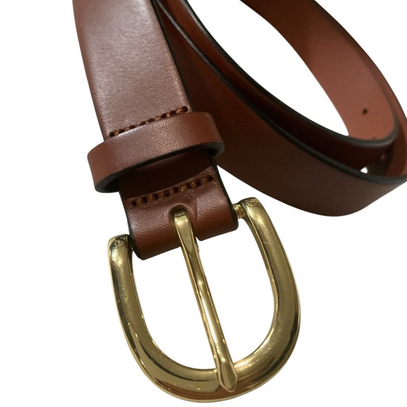 J.Crew Brown Leather Belt with Gold Buckle NEW - Picture 2 of 9